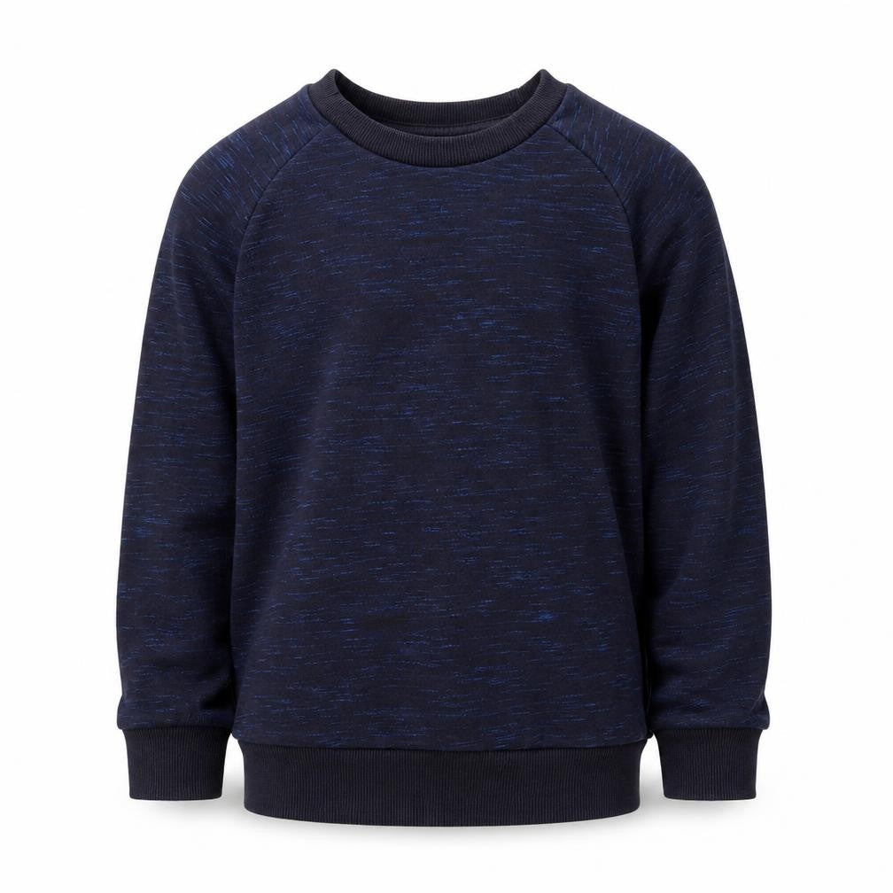 Front view of Nutmeg boys’ blue cotton pullover sweatshirt, size 3-4, years