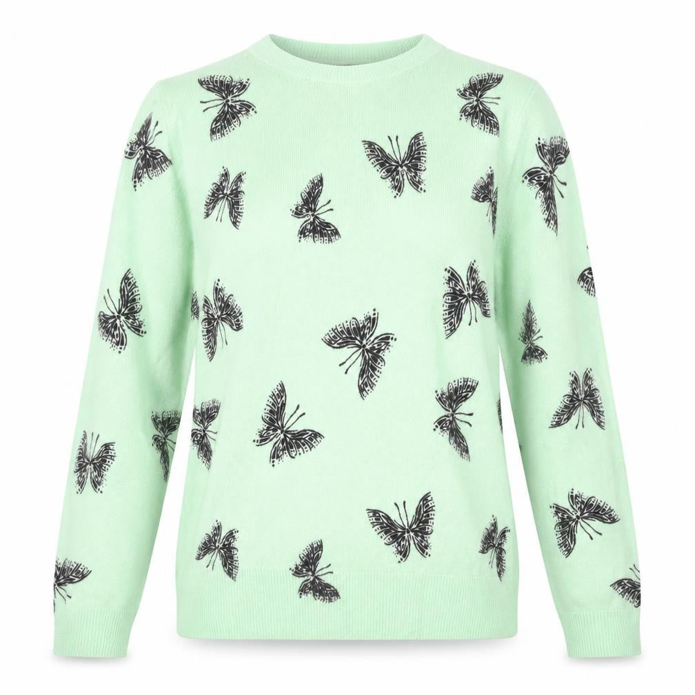 Marks and Spencer Womens Green Round Neck Geometric Acrylic Pullover Jumper Size 6