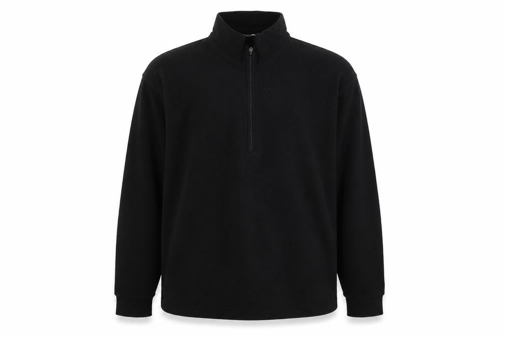 Front view of Elli Campagnolo men’s black polyester pullover sweatshirt, size L