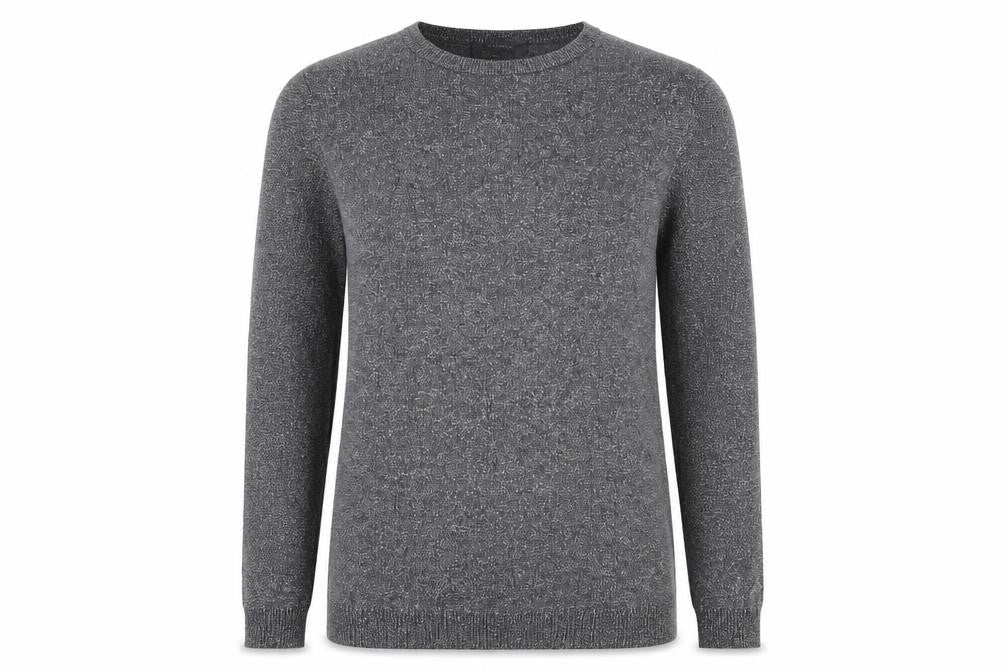 Front view of Atmosphere women’s silver crew neck viscose jumper, size UK 8