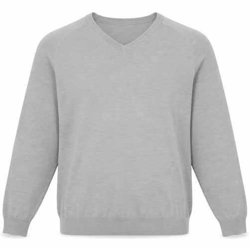 Bar Harbour Mens Grey V-Neck  Acrylic Pullover Jumper Size L