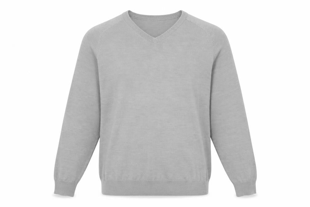 Bar Harbour Mens Grey V-Neck  Acrylic Pullover Jumper Size L