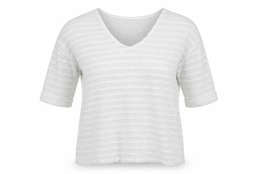 Front view of Next women’s white polyester basic t-shirt, size UK 14, v-neck