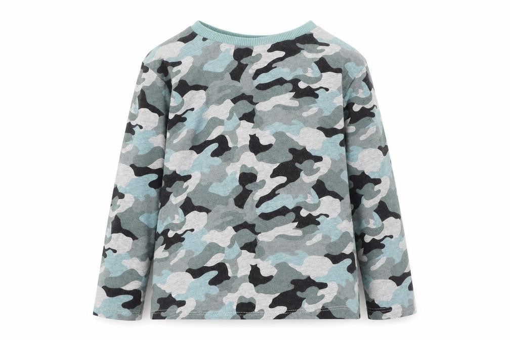 Front view of Next boys’ multicoloured camouflage cotton pullover sweatshirt, size 2-3, years