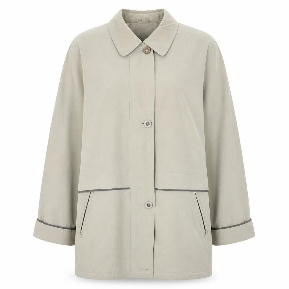 Front view of elegance women’s brown jacket coatigan, size UK 16