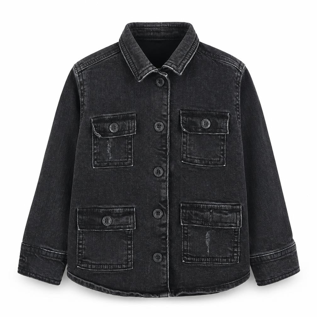 Front view of Ferne girls’ black basic jacket jacket, size 2-3, years