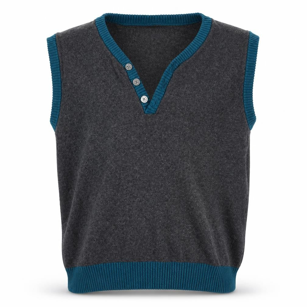 Marks and Spencer Girls Grey V-Neck  Cotton Pullover Jumper Size 6-7 Years