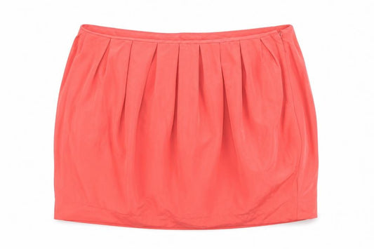 Front view of Vero Moda women’s pink polyester pleated skirt, size UK 36