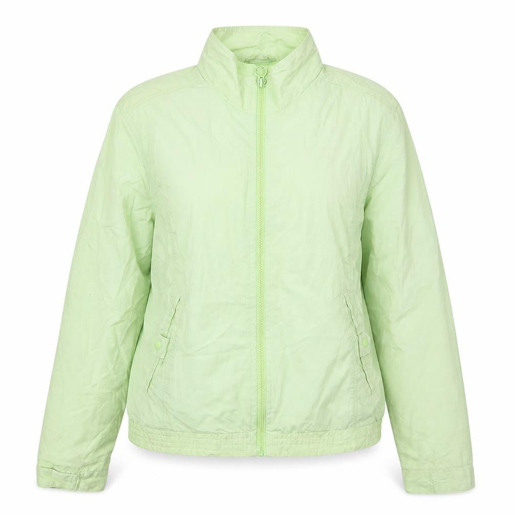 Front view of Dorothy Perkins women’s green jacket, size UK 14, zip
