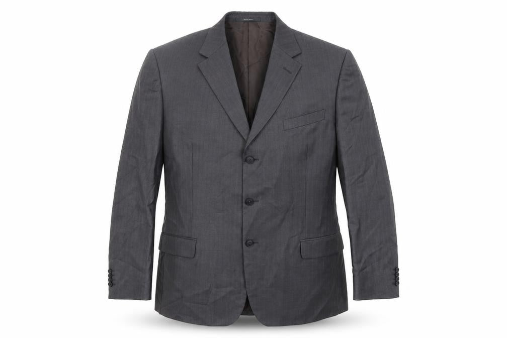 Front view of GRITTI men’s grey striped wool jacket suit jacket, size 48