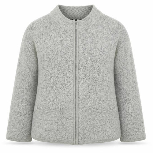Bonmarché Womens Grey Round Neck  Acrylic Full Zip Jumper Size M