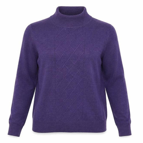 EWM Womens Purple Mock Neck  Acrylic Pullover Jumper Size 10