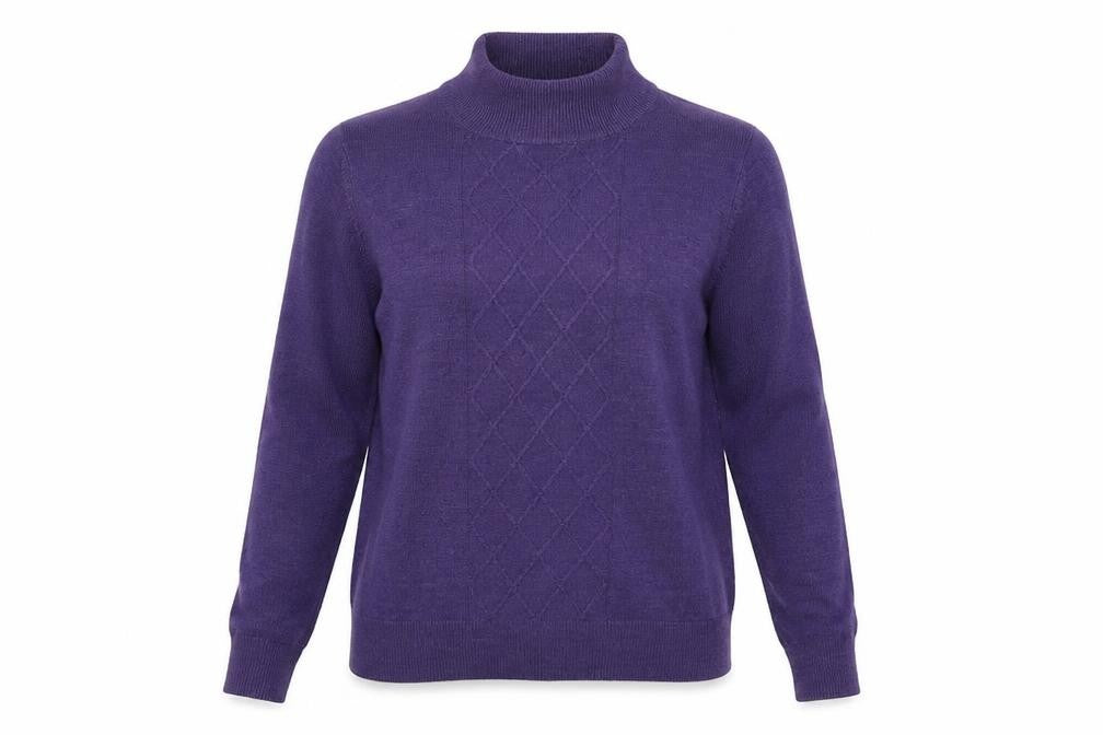 EWM Womens Purple Mock Neck  Acrylic Pullover Jumper Size 10