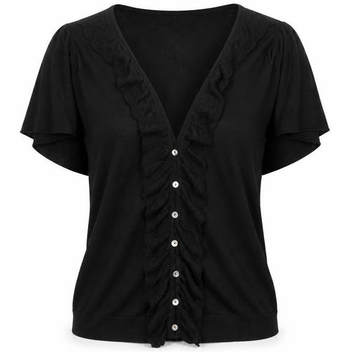 Autonomy Womens Black V-Neck  Cotton Cardigan Jumper Size 12