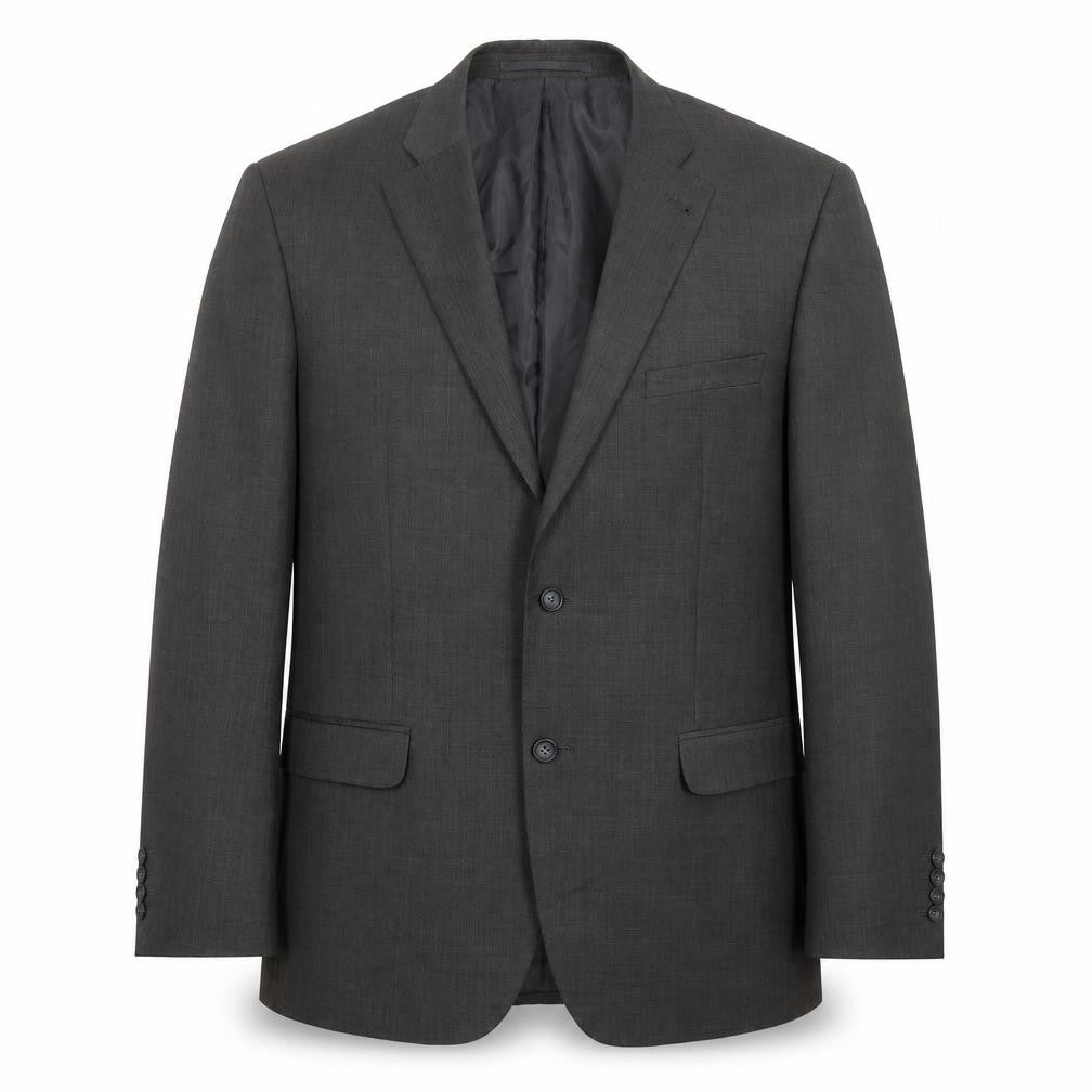 Front view of Greenwoods men’s grey polyester jacket suit jacket, size L