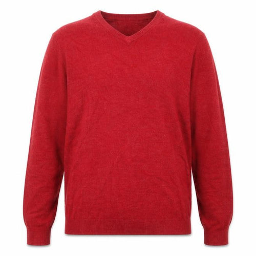 Atlantic Bay Mens Red V-Neck  Acrylic Pullover Jumper Size L