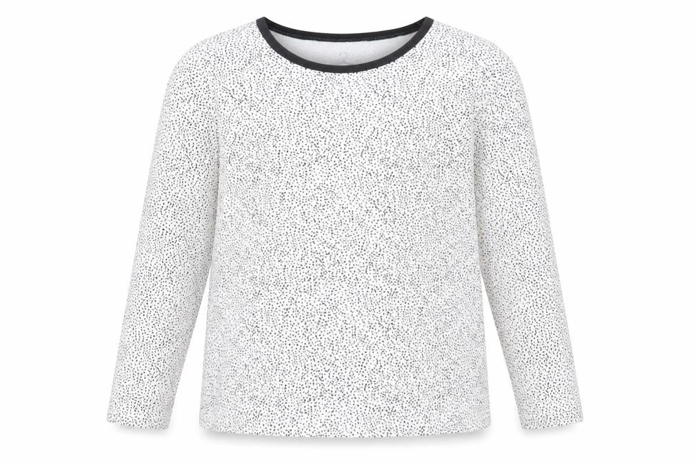 Front view of Next girls’ white geometric cotton basic casual, size 5-6, years crew neck pullover