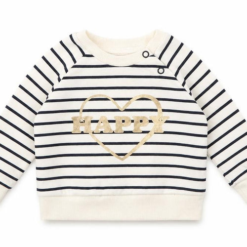 Primark Baby Ivory Striped Cotton Pullover Jumper Size 3-6 Months  Snap