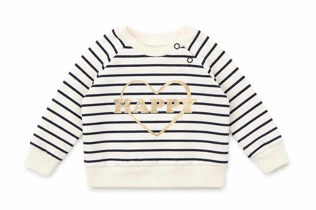 Primark Baby Ivory Striped Cotton Pullover Jumper Size 3-6 Months  Snap