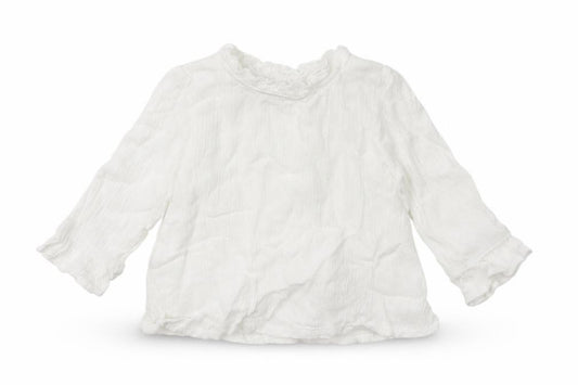 Front view of Primark Baby White Cotton jumper, size 3-6, Months Snap