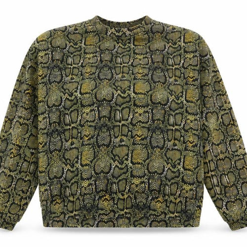 Pull&Bear Womens Green Animal Print Cotton Pullover Sweatshirt Size S