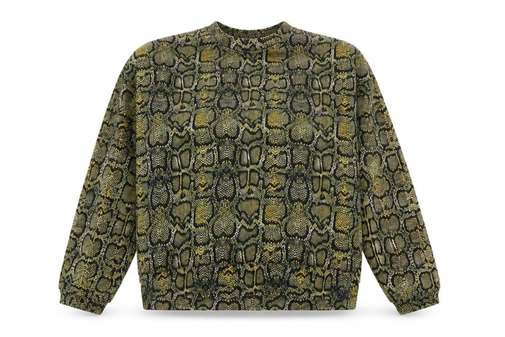 Pull&Bear Womens Green Animal Print Cotton Pullover Sweatshirt Size S