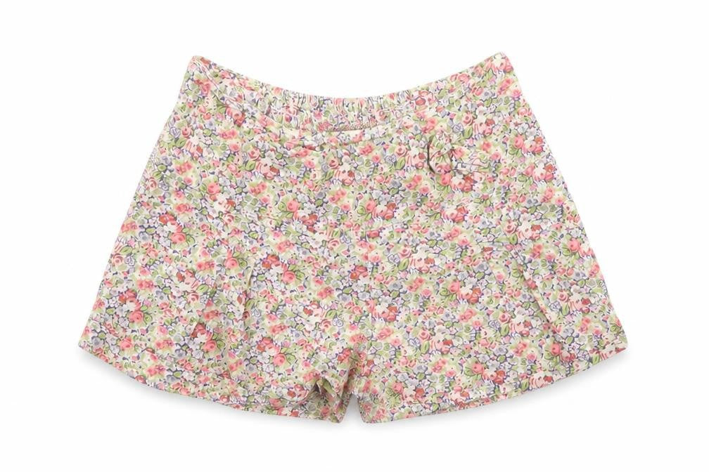Front view of Atmosphere women’s multicoloured floral cotton paperbag shorts, size UK 8, regular