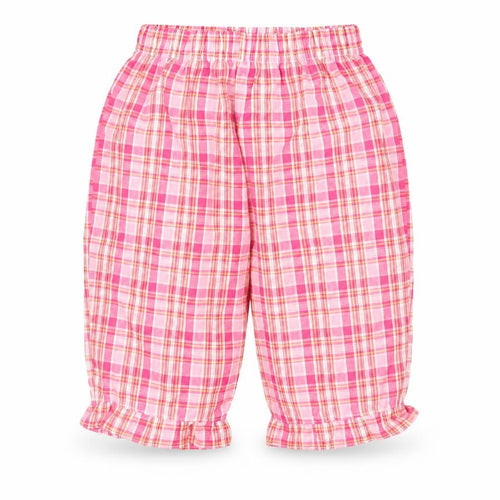 In the pink Girls Pink Check Polyester Capri Trousers Size 18-24 Months  Pullover