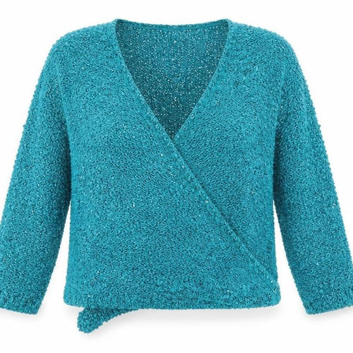 BM Collection Womens Blue Round Neck  Polyester Cardigan Jumper Size L