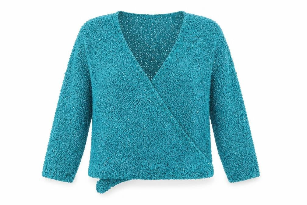 BM Collection Womens Blue Round Neck  Polyester Cardigan Jumper Size L