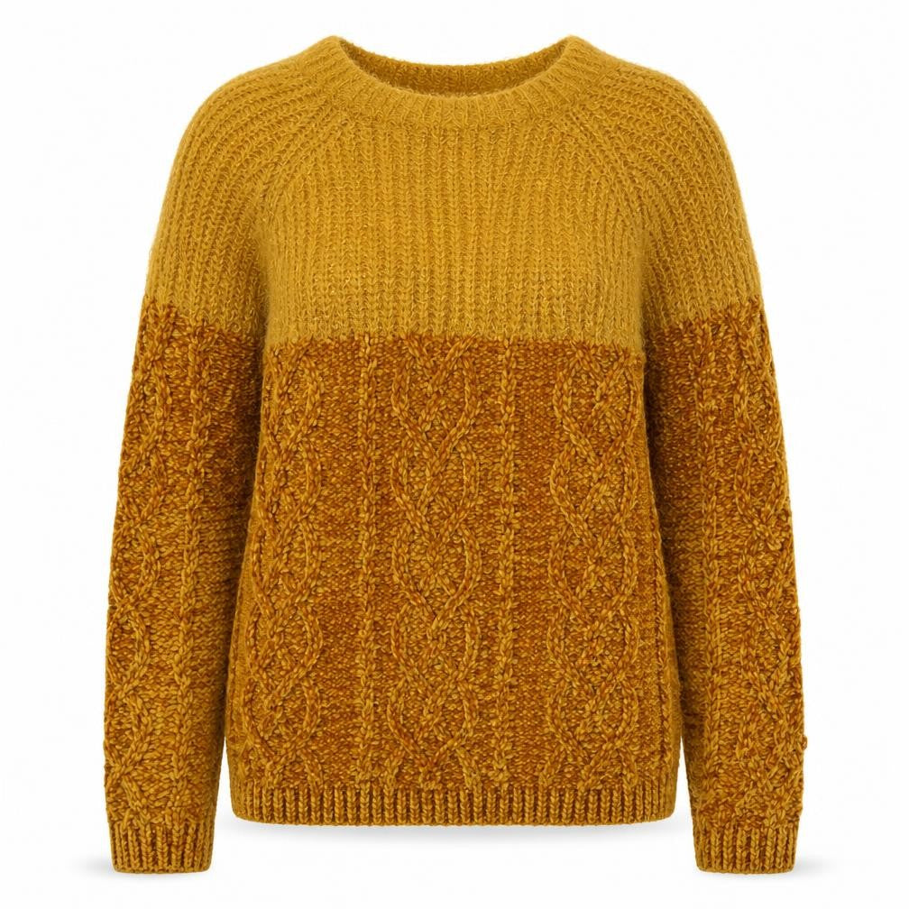 Front view of Papaya women’s yellow round neck polyester jumper, size M