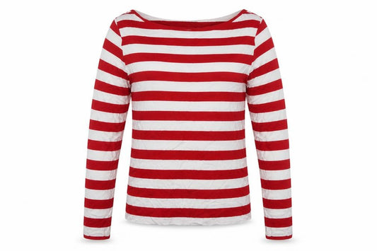 Front view of Limited Collection women’s multicoloured scoop neck striped polyester jumper, size UK 14