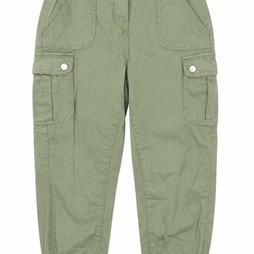 Matalan Girls Green  Cotton Cargo Trousers Size 9 Months  Regular Zip