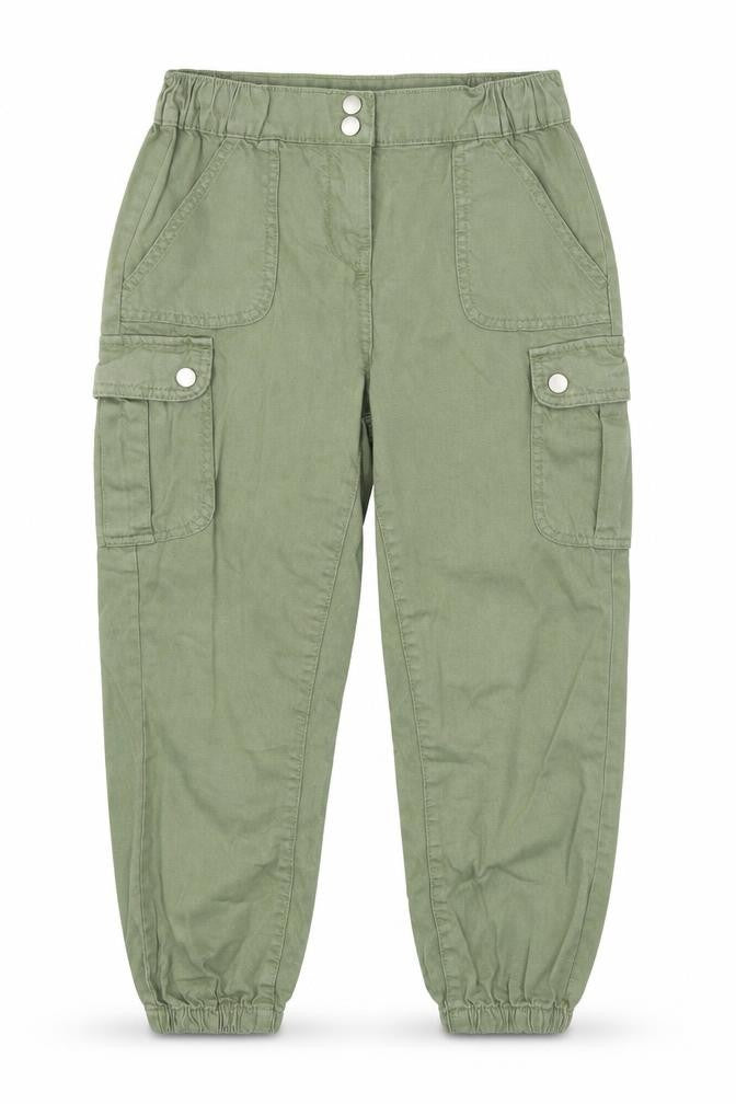 Matalan Girls Green  Cotton Cargo Trousers Size 9 Months  Regular Zip