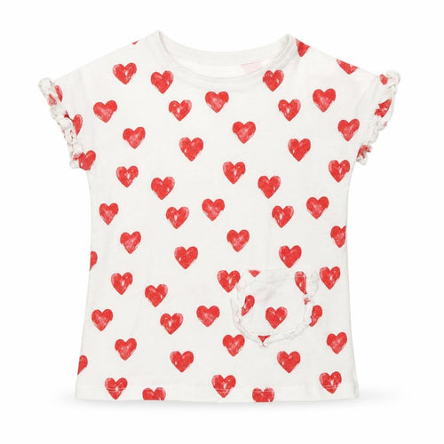 F&F Girls White Geometric 100% Cotton Basic T-Shirt Size 24 Months Round Neck Pullover