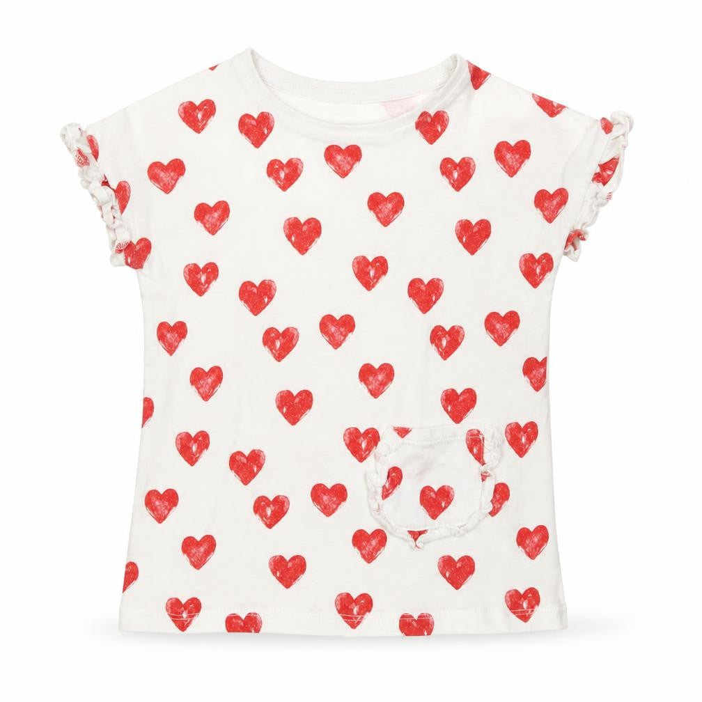 F&F Girls White Geometric 100% Cotton Basic T-Shirt Size 24 Months Round Neck Pullover