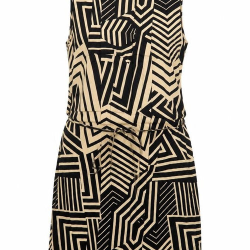 Miss Selfridge Womens Brown Geometric Viscose Sheath  Size 6  Scoop Neck Pullover