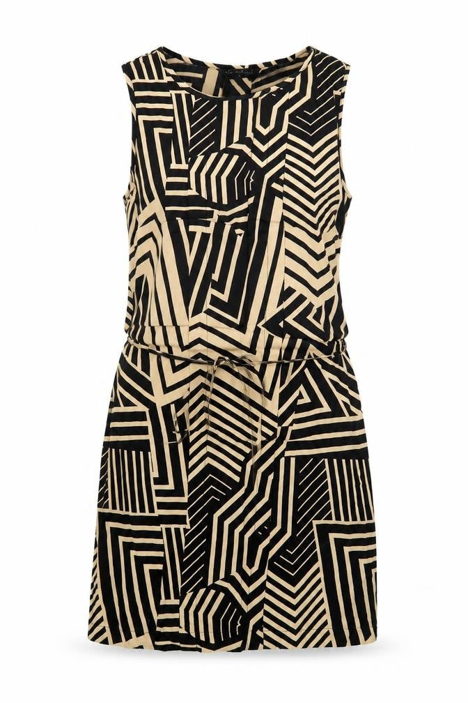 Miss Selfridge Womens Brown Geometric Viscose Sheath  Size 6  Scoop Neck Pullover