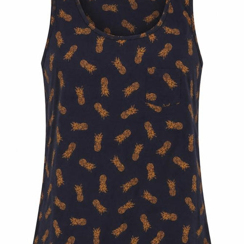 Debenhams Womens Blue Geometric 100% Cotton Basic Tank Size 12 Scoop Neck