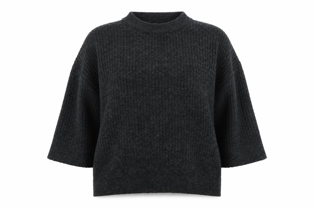 Front view of H&M women’s grey round neck polyester jumper, size L
