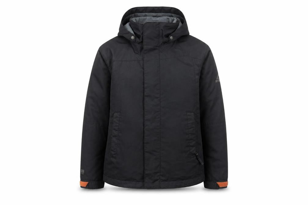 Front view of McKINLEY boys’ black jacket, size 8, years zip
