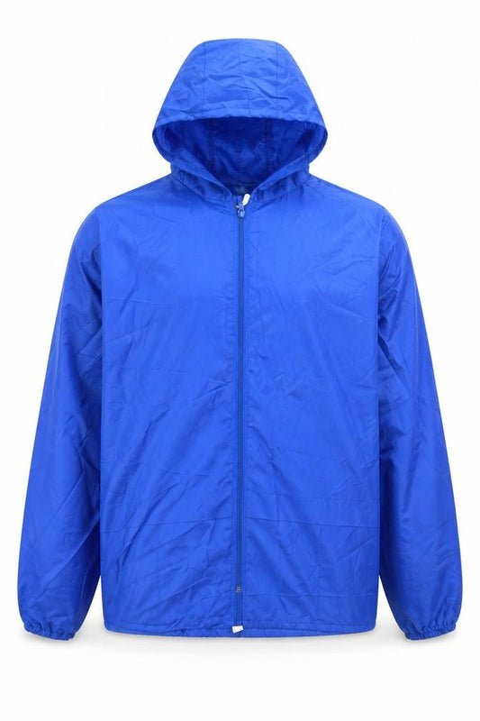 Front view of Preworn men’s blue jacket, size L, zip