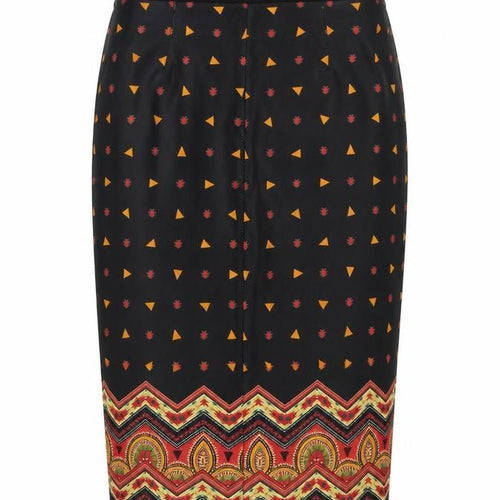 Gdg Actuel Womens Black Geometric Polyester Straight & Pencil Skirt Size 10
