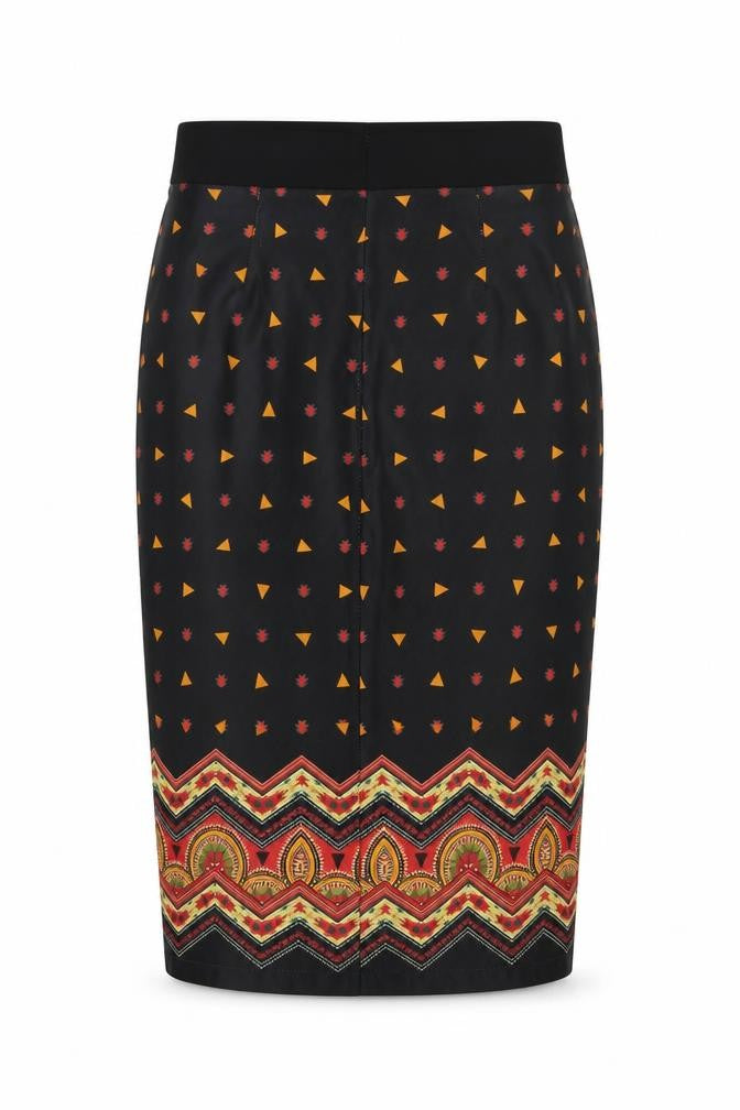 Gdg Actuel Womens Black Geometric Polyester Straight & Pencil Skirt Size 10