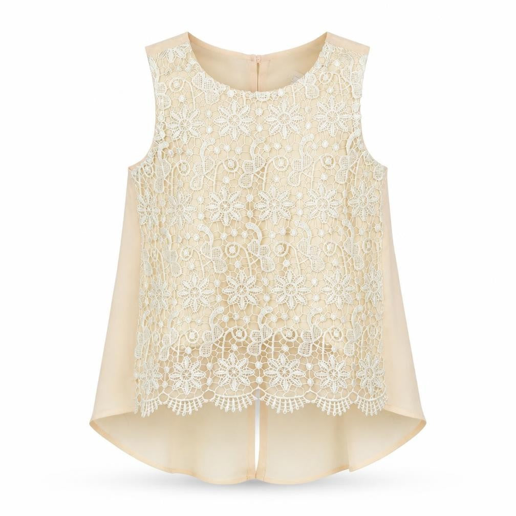 Front view of River Island girls’ pink polyester pullover blouse, size 7, years crew neck button - lace detail