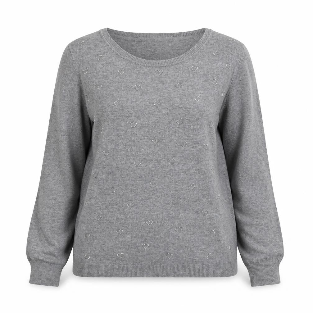 Marks and Spencer Womens Grey Crew Neck  Acrylic Pullover Jumper Size M   - Love Heart