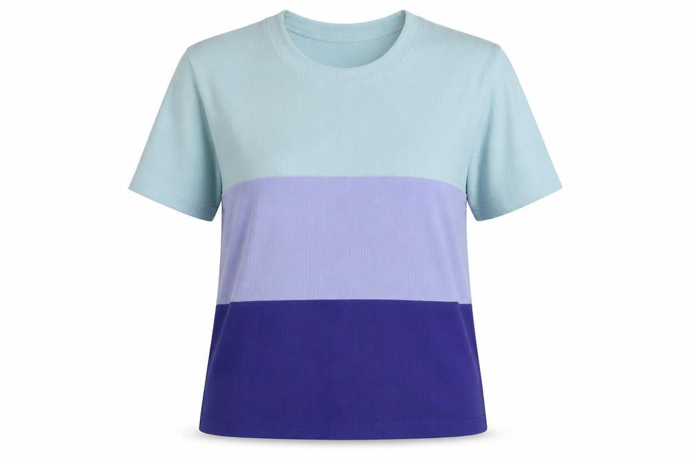 Front view of women’s multicoloured colourblock polyester pullover sweatshirt, size M, pullover -, size M-l