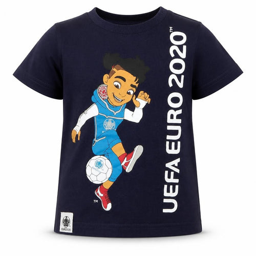 F&F Boys Blue  Cotton Basic T-Shirt Size 12-18 Months Crew Neck Pullover - Euro 2020