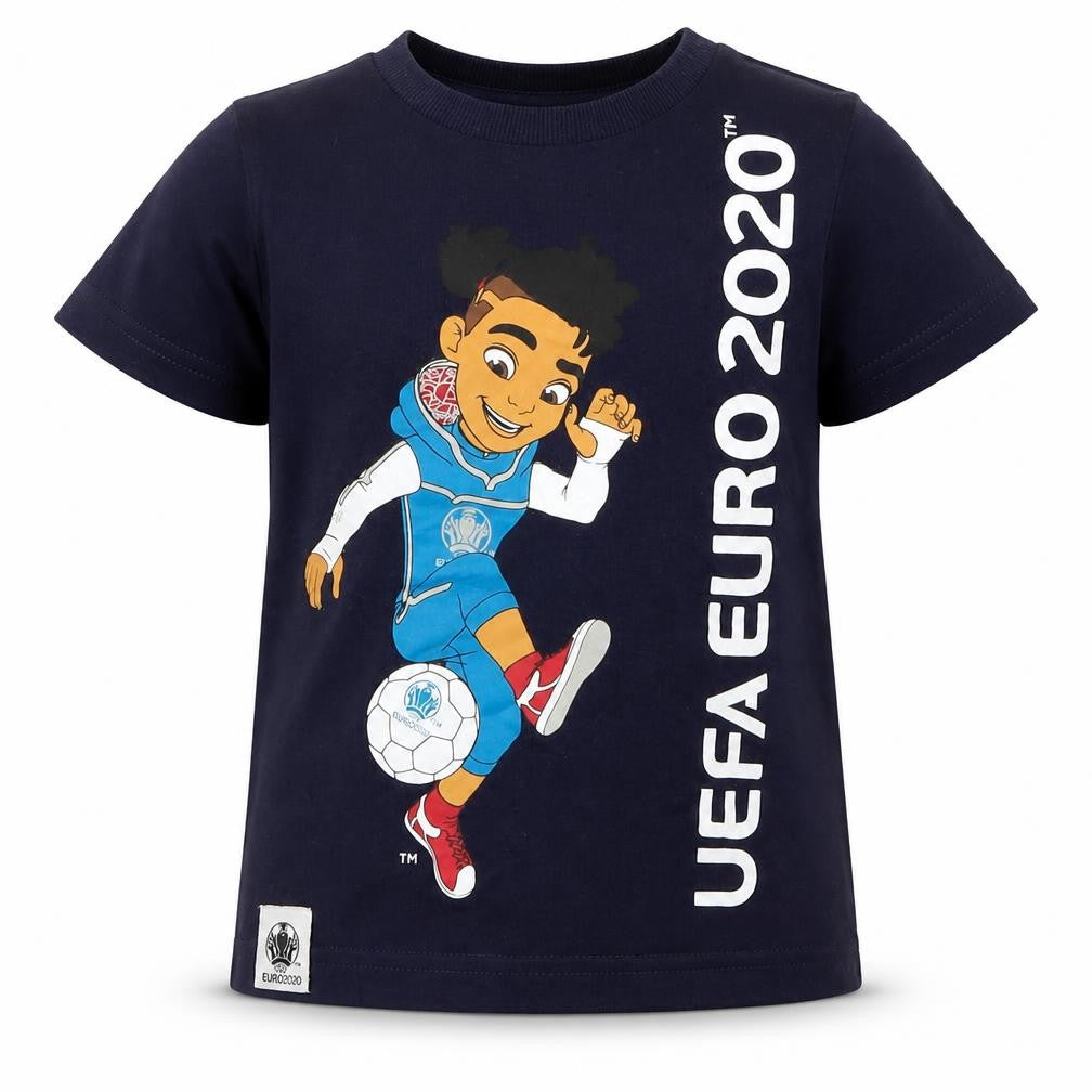 F&F Boys Blue  Cotton Basic T-Shirt Size 12-18 Months Crew Neck Pullover - Euro 2020