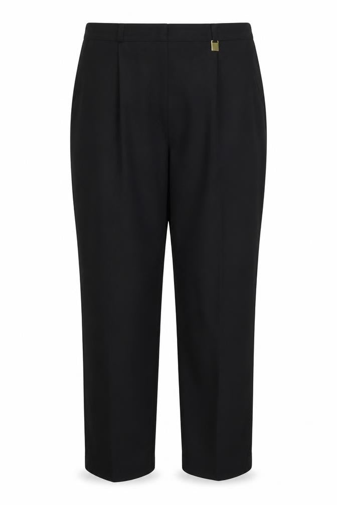 Front view of Classics women’s black polyester trousers, size UK 18, 25-inch leg regular